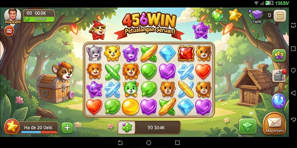 Screenshot utama 456WIN menampilkan aksi seru permainan Match-3.