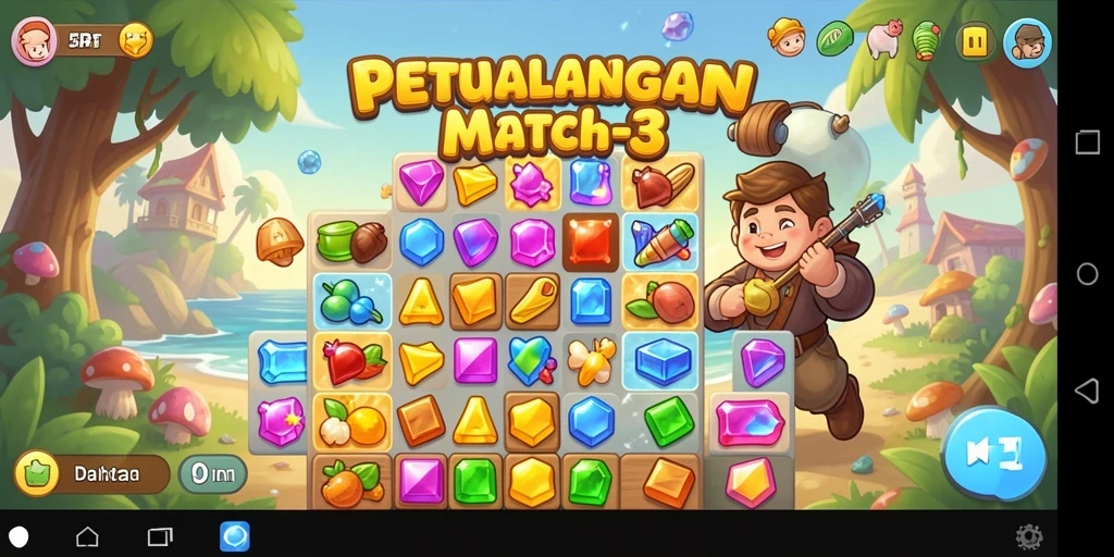 Tangkapan layar gameplay <strong>5RT</strong> menunjukkan momen seru mencocokkan elemen.