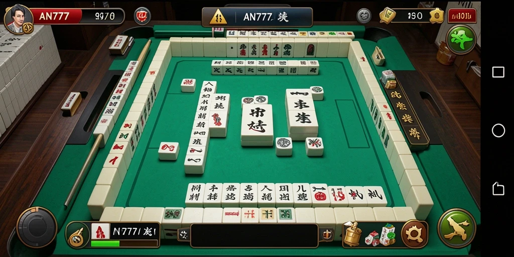 Tampilan gameplay seru di AN777, menampilkan ubin Mahjong.