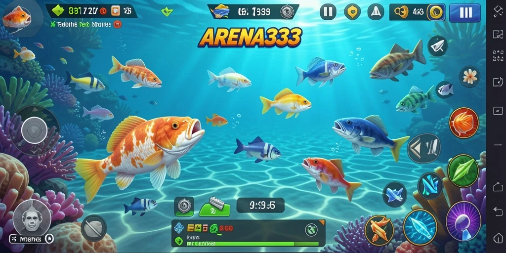Tampilan gameplay menarik dari ARENA333 saat menembak ikan.