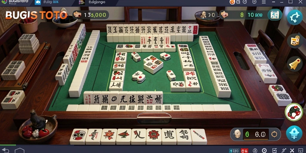 Tampilan gameplay seru dalam BUGISTOTO dengan grafik Mahjong yang menarik.