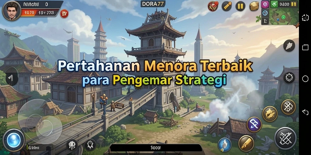 Tampilan screenshot DORA77 yang menunjukkan aksi Tower Defense seru.