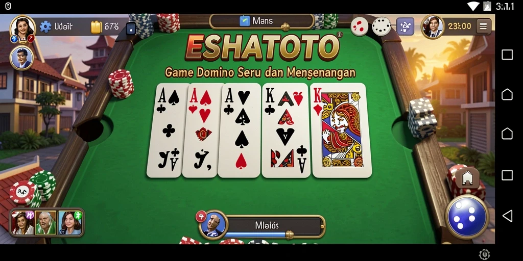 Tampilan menarik gameplay ESHATOTO dalam bermain Domino.