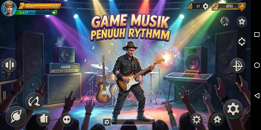 Tampilan gameplay GUS77 yang dinamis dan penuh warna.