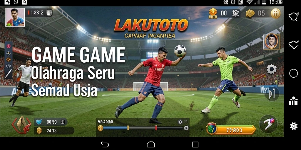 Tampilan gameplay seru dalam LAKUTOTO, penuh aksi olahraga.