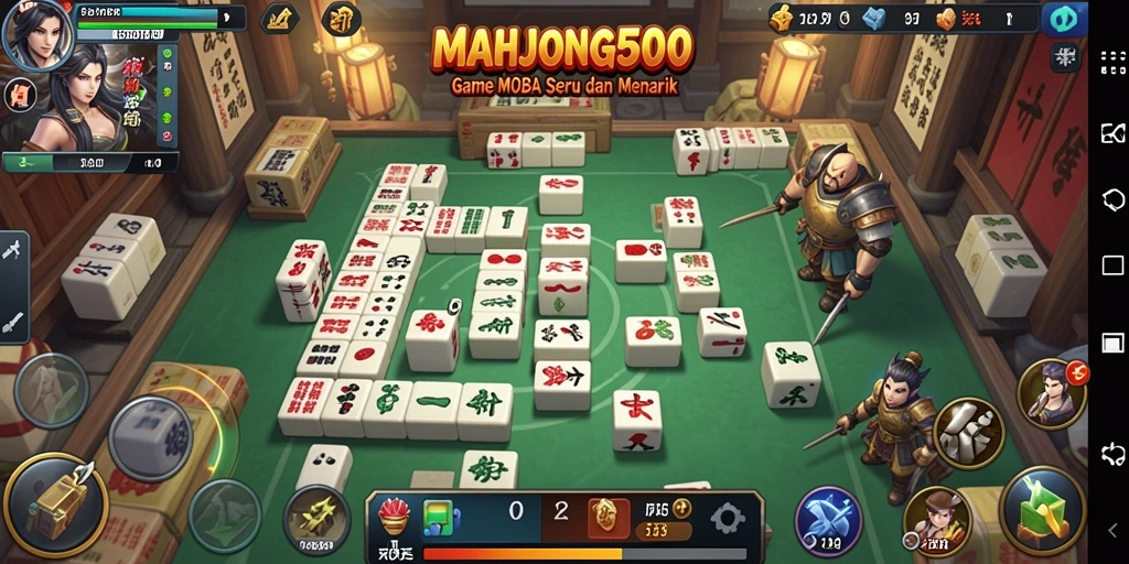 Gameplay pertarungan tim yang seru dalam MAHJONG500.