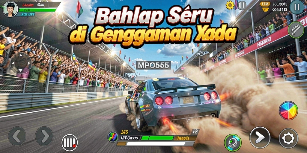 Tampilan gameplay MPO555 yang mendebarkan di trek balap.