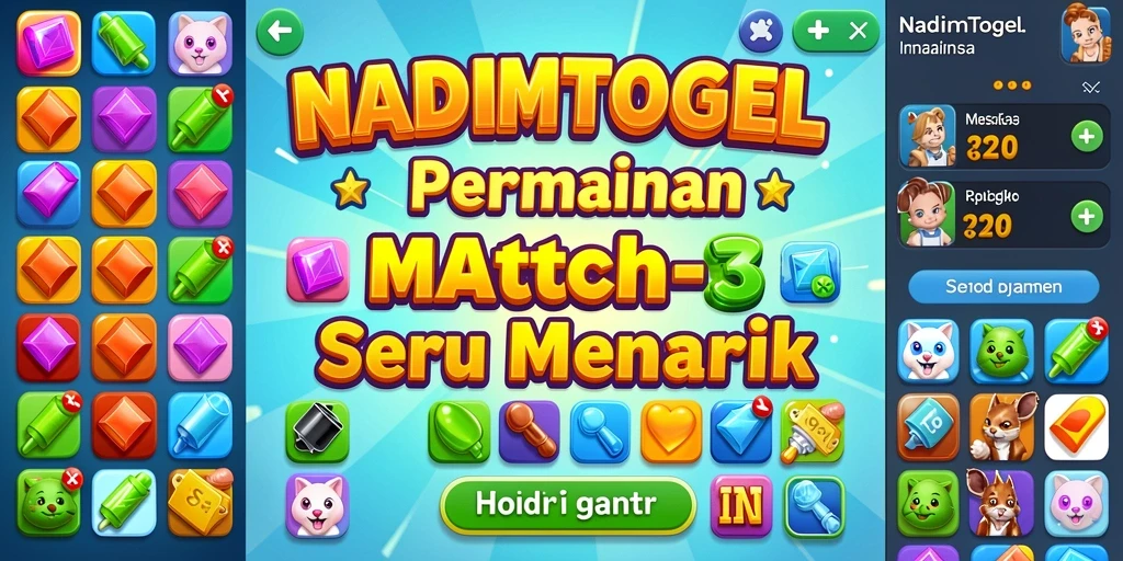 Screenshot NADIMTOGEL memperlihatkan gameplay Match-3 yang menarik.