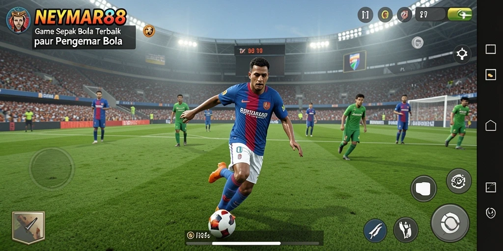 Tampilan gameplay NEYMAR88 yang menakjubkan dan penuh aksi sepak bola.