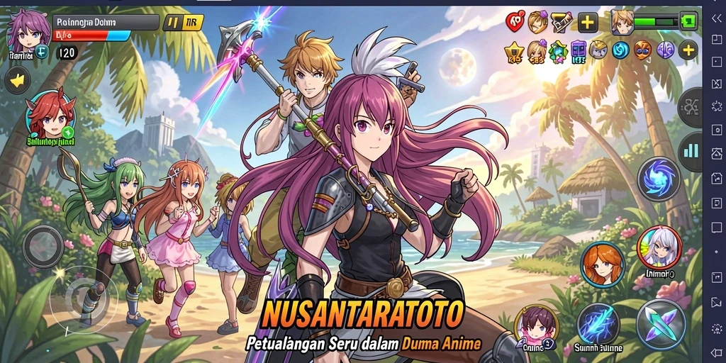 Gameplay seru NUSANTARATOTO dengan karakter Anime penuh warna.