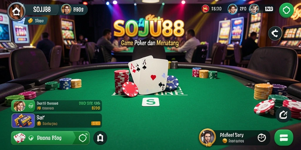 Tampilan gameplay poker yang menarik dan interaktif di SOJU88.