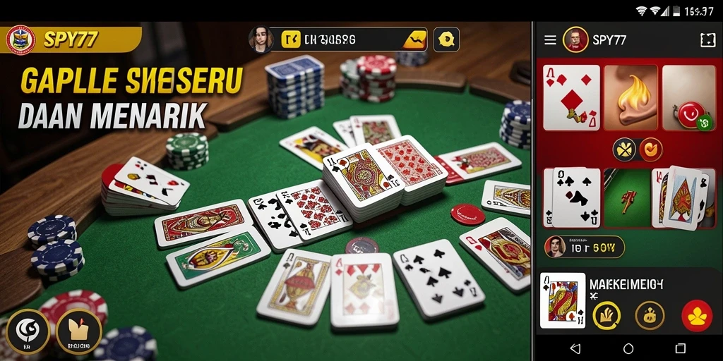 Tampilan gameplay Gaple di SPY77 yang seru dan interaktif.