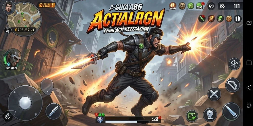 Tangkapan layar menunjukkan aksi intens dari gameplay SUKA86.