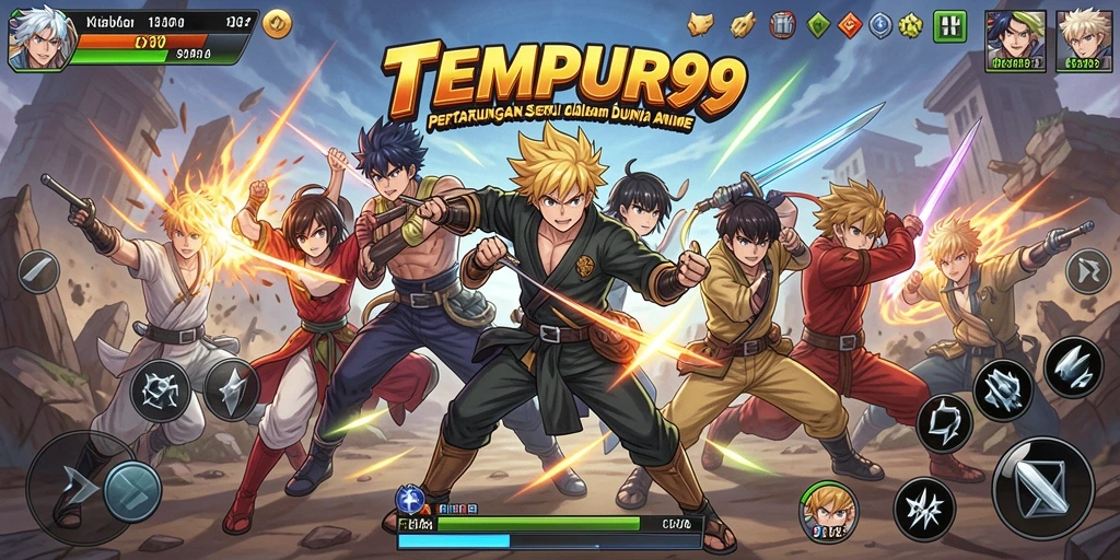 Gameplay TEMPUR99 yang penuh aksi dan karakter anime ikonik.