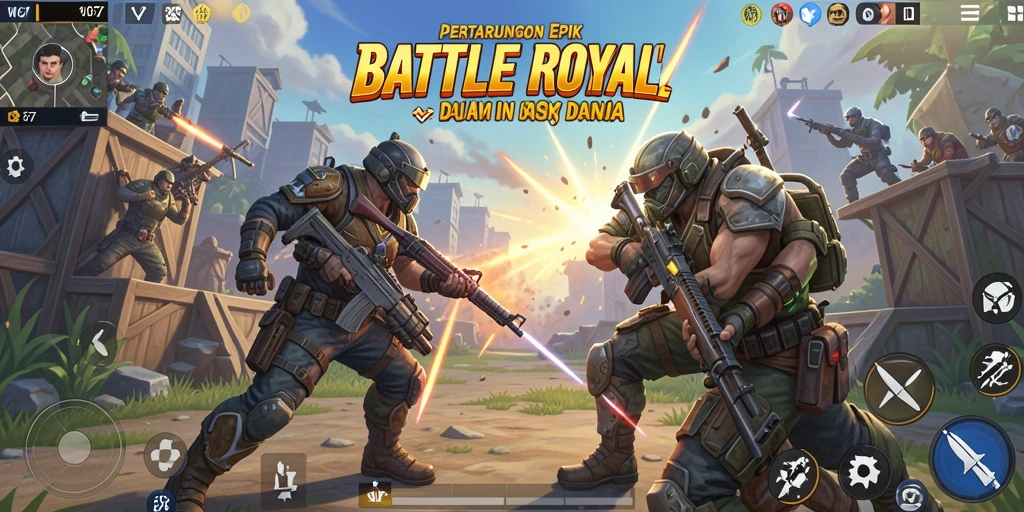 Tampilan gameplay intens W67 dalam aksi Battle Royale.